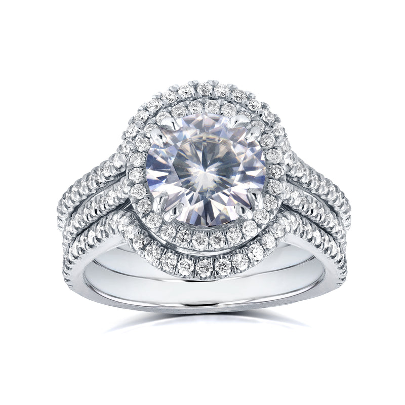 Solitaire Stackable Bridal Ring Set In 14K White Gold | Fascinating Diamonds